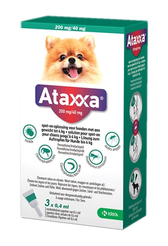 KRKA ATAXXA SPOT ON HOND <4 KG 200 MG/40 MG 3 PIP