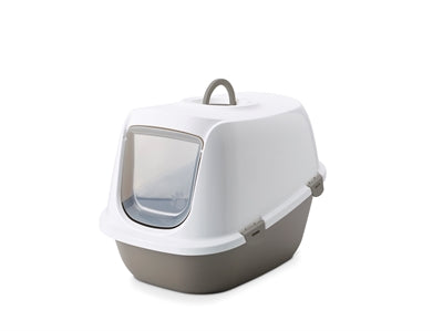 SAVIC KATTENBAK LEO WARMGRIJS / WIT 64X46X45 CM