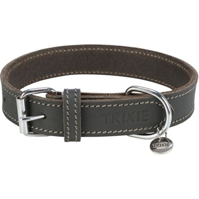 TRIXIE HALSBAND HOND RUSTIC VETLEER GRIJS 42-48X2.5 CM