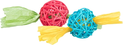 TRIXIE SET ROTAN BALLEN MET PAPIEREN LINT ASSORTI 4X4X13 CM