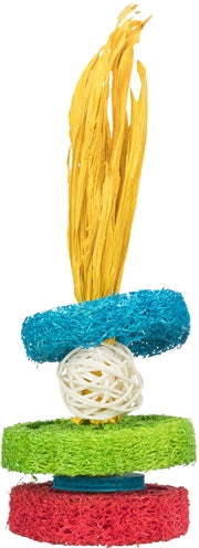 TRIXIE LUFFA RINGEN MET ROTANBAL EN HOUTENSCHIJF NATUREL 6X6X20 CM