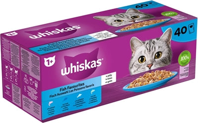 WHISKAS MULTIPACK POUCH ADULT VIS SELECTIE IN GELEI 40X85 GR