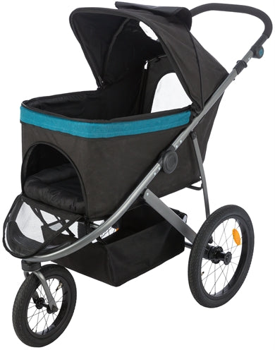 TRIXIE HONDENBUGGY ZWART / PETROL TOT 20 KG 60X120X112 CM