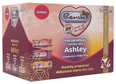 RENSKE VERS MOUSSE KAT VARIATIEBOX ASHLEY ZALM / EEND / KIP GRAANVRIJ 30X70 GR