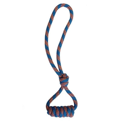 HAPPY PET KNOOP EN SPOEL TUGGER FLOSTOUW BLAUW / ORANJE 48X13X4 CM