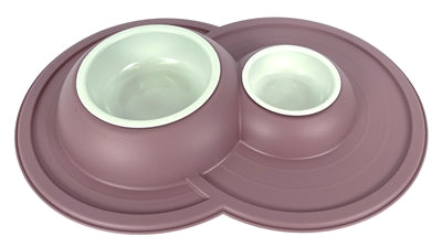 HAPPY PET MAD ABOUT PETS VOERBAK / DRINKBAK VOLCANO DUBBEL BLUSH ROZE 49X33X6 CM 230/600 ML