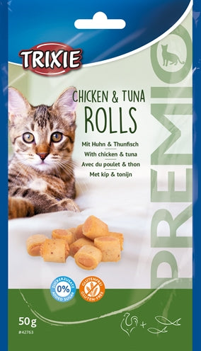 TRIXIE PREMIO KIP & TONIJN ROLLETJES VOOR KATTEN GLUTENVRIJ 50 GR