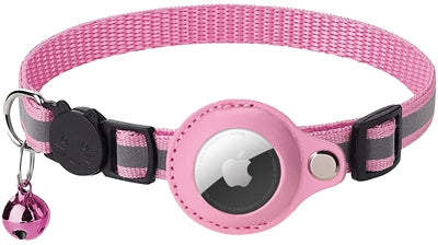 CROCI HALSBAND KAT MET TAG HOUDER ROZE 19-26X1.5 CM