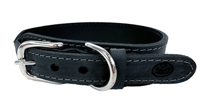 SAZZZ HALSBAND HOND BOHO VINTAGE LEER ANTRACIET 32-39X3 CM