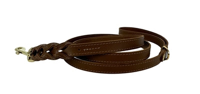 SAZZZ HONDENRIEM PASSION BRAIDED CLASSIC LEER ZADEL BRUIN 135X1.5 CM