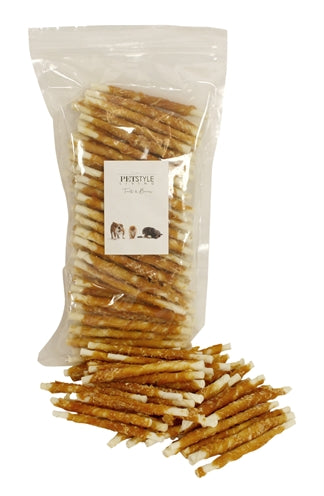 PETSTYLE LIVING GEDRAAIDE STICK MET KIP 12.5 CM 100 ST