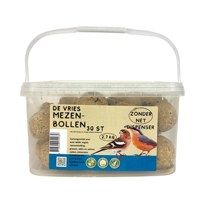 DE VRIES MEZENBOLLEN ZONDER NET MET DISPENSER 30 ST