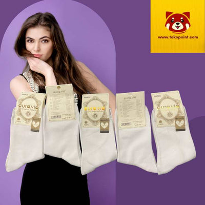 5 pairs White 85% cotton Socks for Spring & Autumn for Woman 35-38 | 38-41