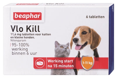BEAPHAR VLO KILL+ KLEINE HOND / KAT TOT 11 KG 6 TABLETTEN