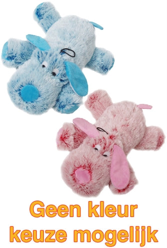 HARIGE HOND ROZE / BLAUW ASSORTI 35 CM