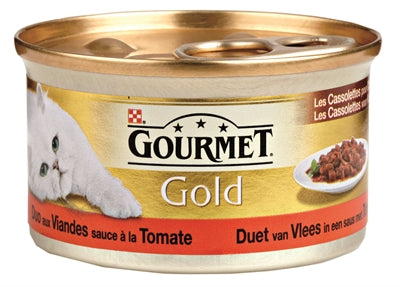 GOURMET GOLD CASSOLETTES DUET VAN VLEES IN SAUS MET TOMATEN 24X85 GR