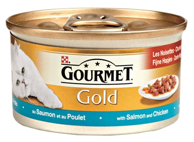 GOURMET GOLD FIJNE HAPJES ZALM / KIP 24X85 GR