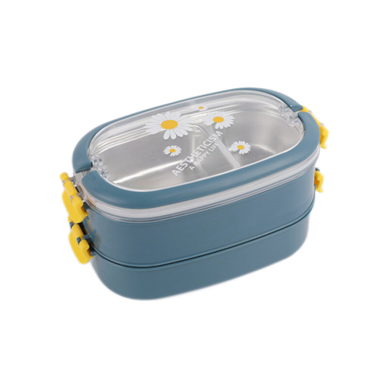 Plastic Lunch box Set with Stainless Steel Inner Layer 23*12*11cm