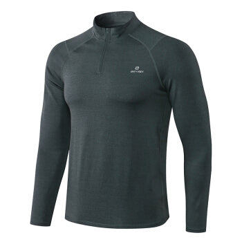 Men's Long Sleeve Fitness Training Shirt Half Zip Sports Heather Grey ?€?