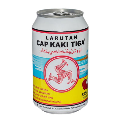 Larutan Cap Kaki Tiga Rasa Leci Kaleng 320ml