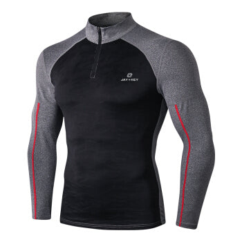 Men's 1/2 Zip Long Sleeve Sport T-Shirts Fitness Sweatshirts Black /?€?