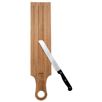 Lowenthal Bamboo cutting board with knife