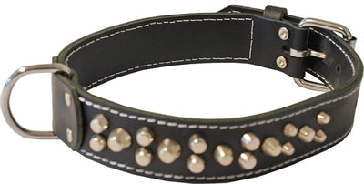 ZWARE HALSBAND MET SIERBESLAG ZWART 35 MMX62 CM
