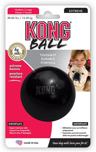 KONG EXTREME RUBBER BAL ZWART MEDIUM 7.5X7.5X7.5 CM