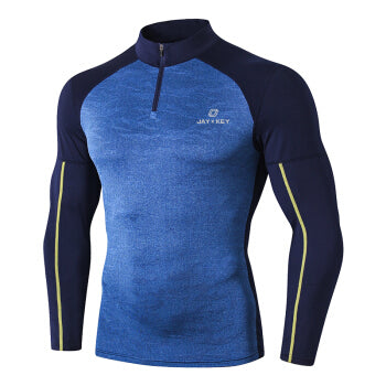 Men's 1/2 Zip Long Sleeve Sport T-Shirts Fitness Sweatshirts Mid Blu?€?