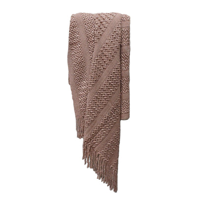 Cozy Zigzag Crochet Plaid Pink Orange 127x152cm 1 pc