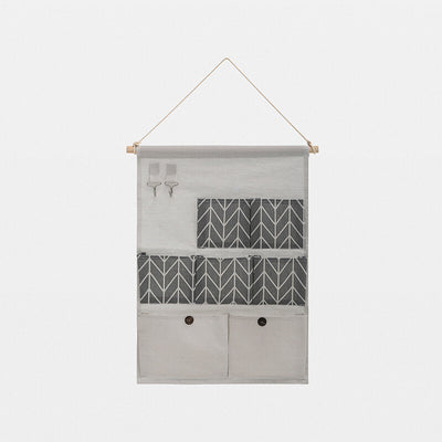 Fabric Hanging Storage Bag With 7 Pockets Grey