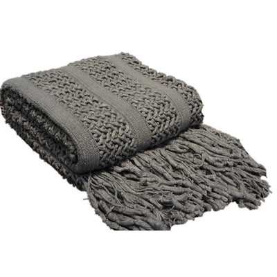 Cozy Zigzag Crochet Plaid Charcoal 127x152cm 1 pc