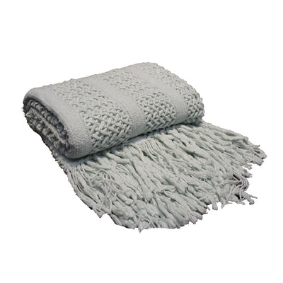 Cozy Zigzag Crochet Plaid Light Green 127x152cm 1 pc