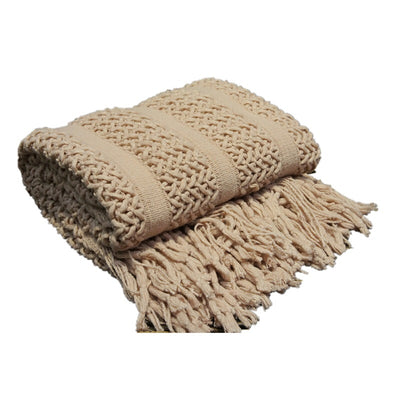 Cozy Zigzag Crochet Plaid Taupe 127x152cm 1 pc