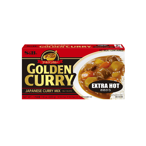 S&B Japanese Golden Curry Extra Hot Curry Mix in Block 220g 12 servings
